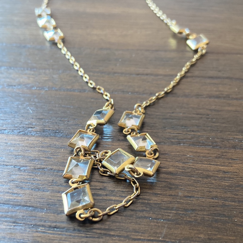 J crew clear square crystal gold tone necklace - Picture 4 of 9